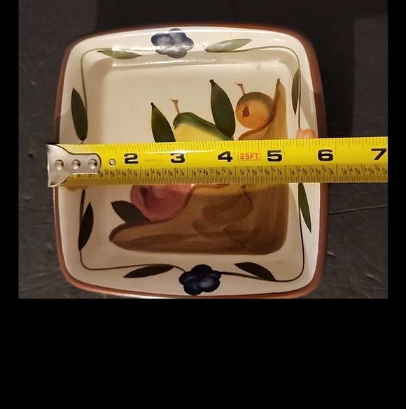 Square Ceramic Plate Hand-Painted Fruit Design - Picture 4 of 5